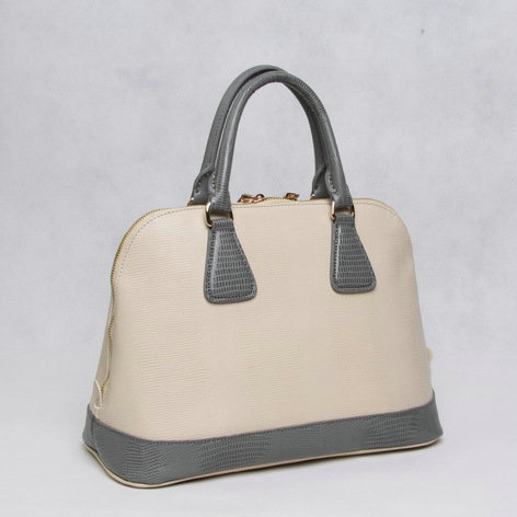 2014 Prada Lizard Leather Two-Handle Bag BL847B white&darkgrey for sale